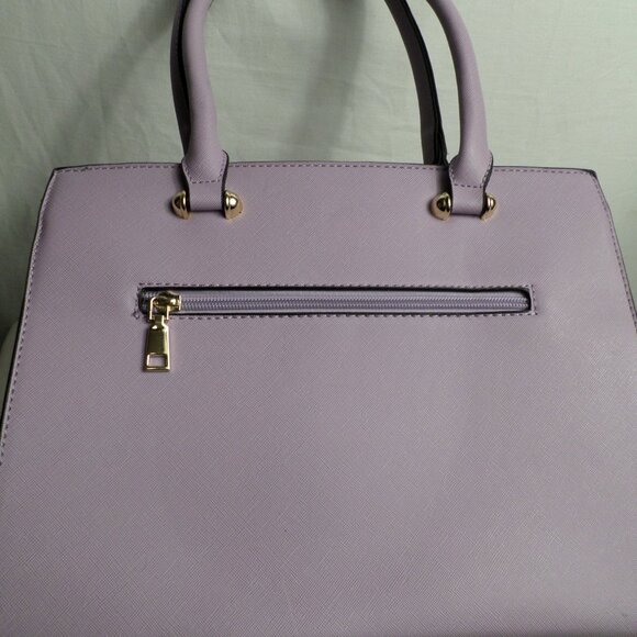 La Terre Lavender Light Purple Faux Leather Tote Purse Cross Body Hand Bag - Picture 5 of 13